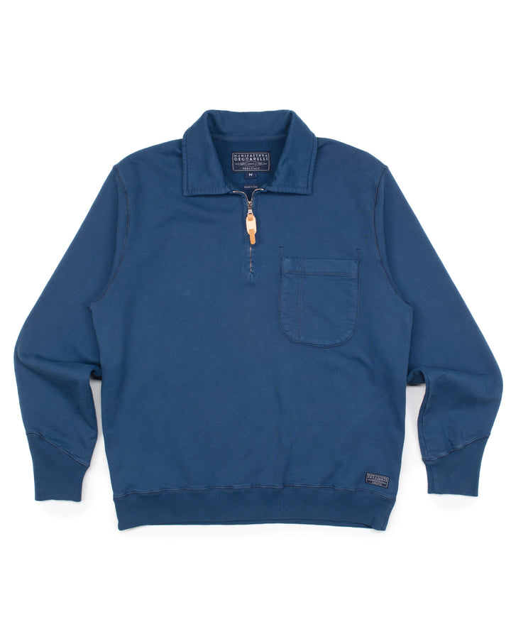 Zip Polo Sweatshirt F201 in Indigo