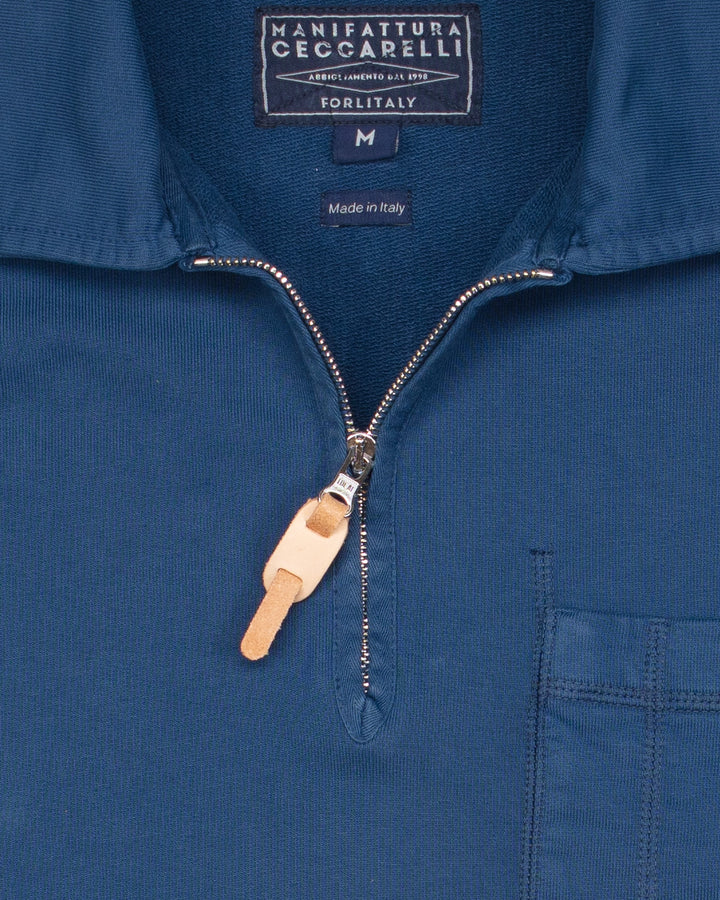 Zip Polo Sweatshirt F201 in Indigo