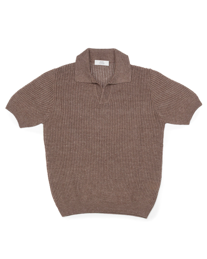 Woven Polo in Carruba Melange