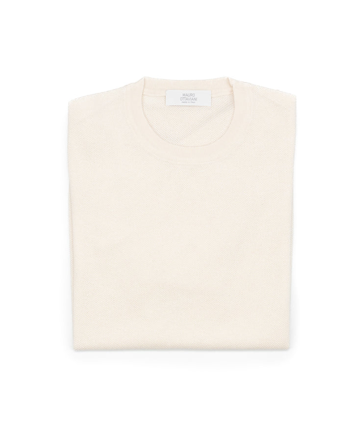 Silk & Cotton Tee in Ecru
