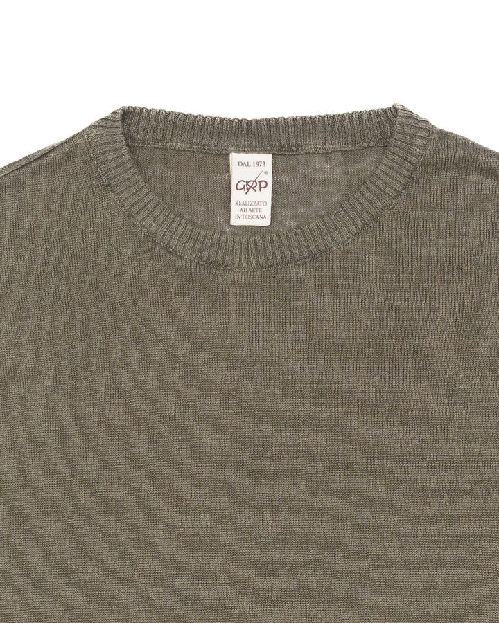 PL10 Short Sleeve Linen Crewneck in Military Green
