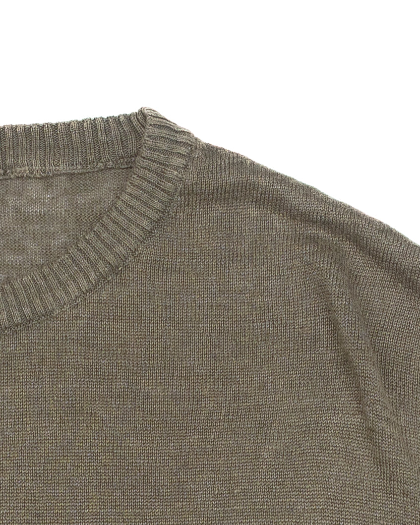 PL10 Short Sleeve Linen Crewneck in Military Green