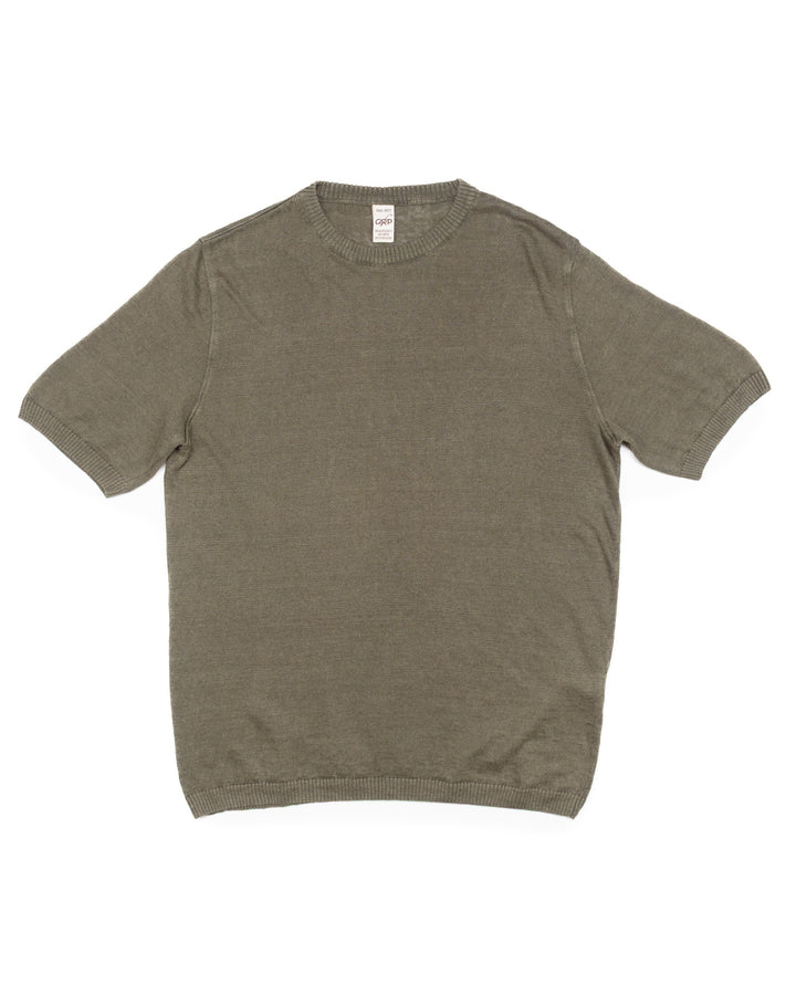 PL10 Short Sleeve Linen Crewneck in Military Green