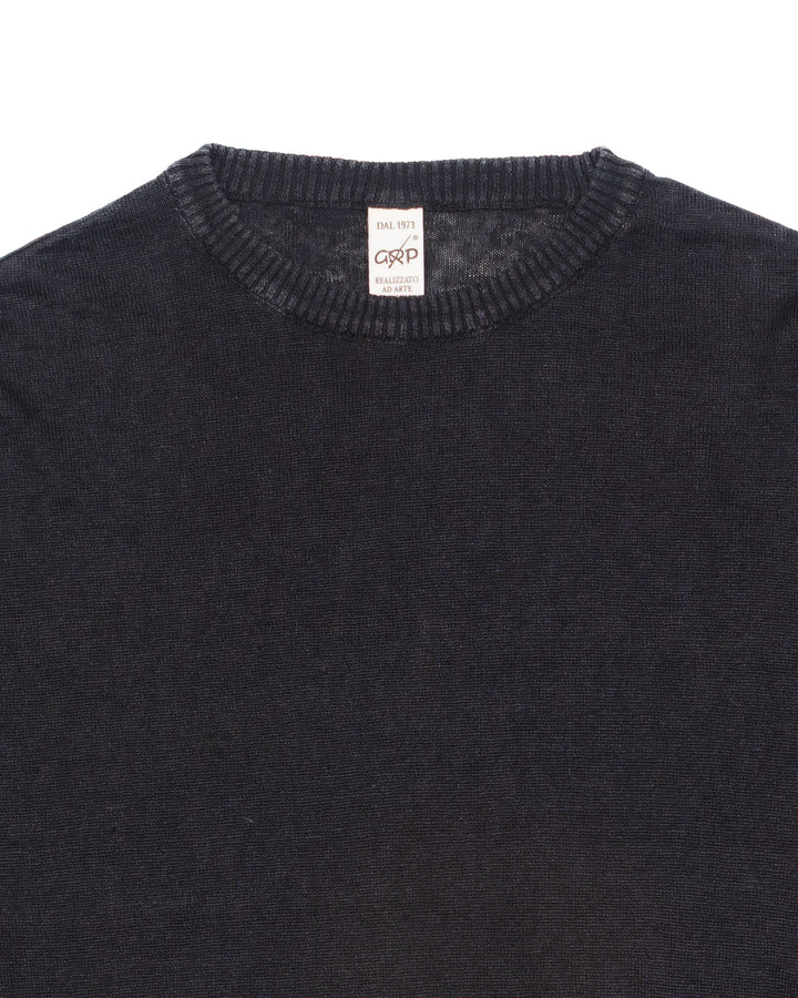 PL10 Long Sleeve Linen Crewneck in Black