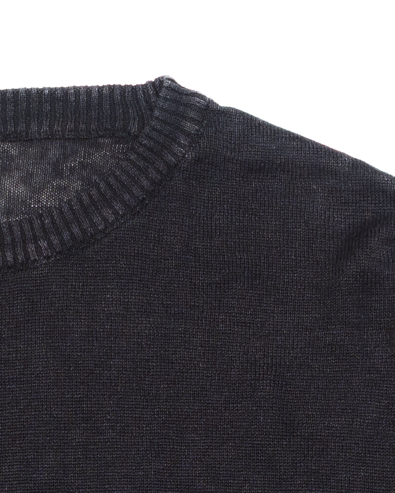 PL10 Long Sleeve Linen Crewneck in Black