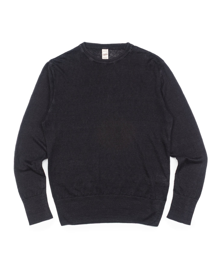 PL10 Long Sleeve Linen Crewneck in Black