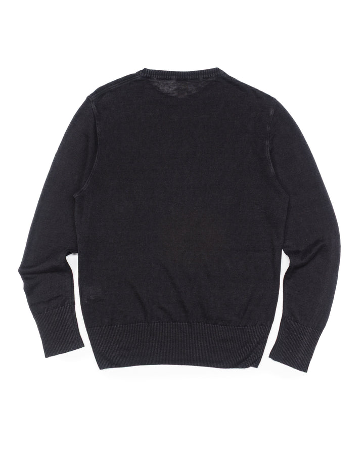 PL10 Long Sleeve Linen Crewneck in Black