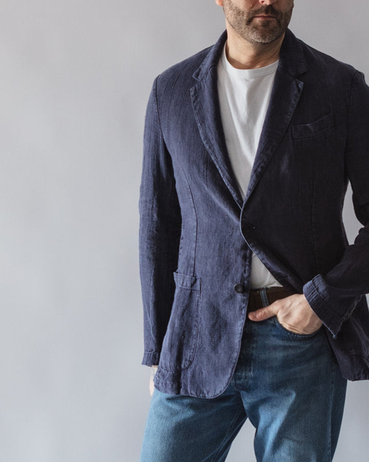 The Alvin Jacket in Indigo Linen