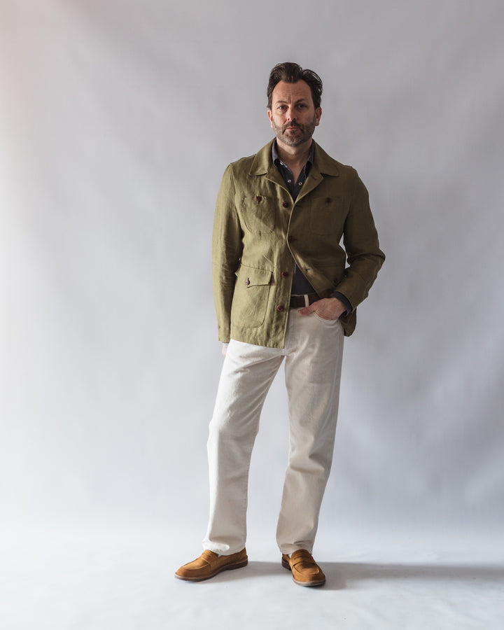 The Morganti Linen Jacket in Olive