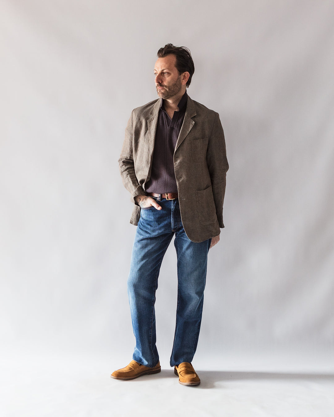 The James Jacket in Copper Green Linen