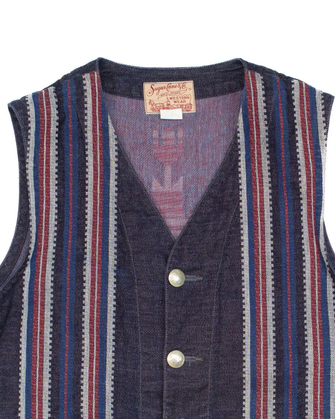 Native Navajo Jacquard Denim Vest #1733