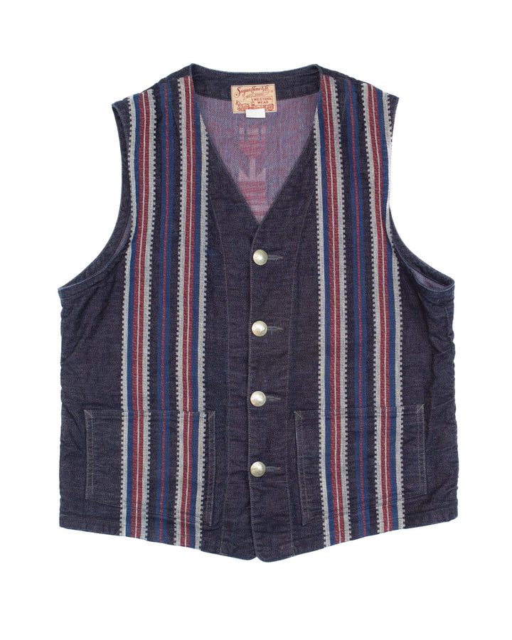 Native Navajo Jacquard Denim Vest #1733