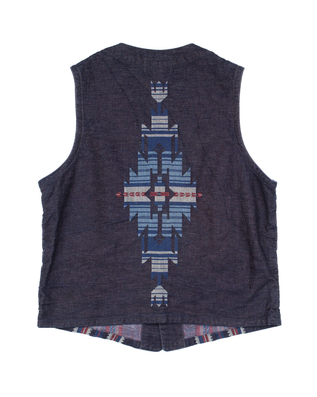 Native Navajo Jacquard Denim Vest #1733