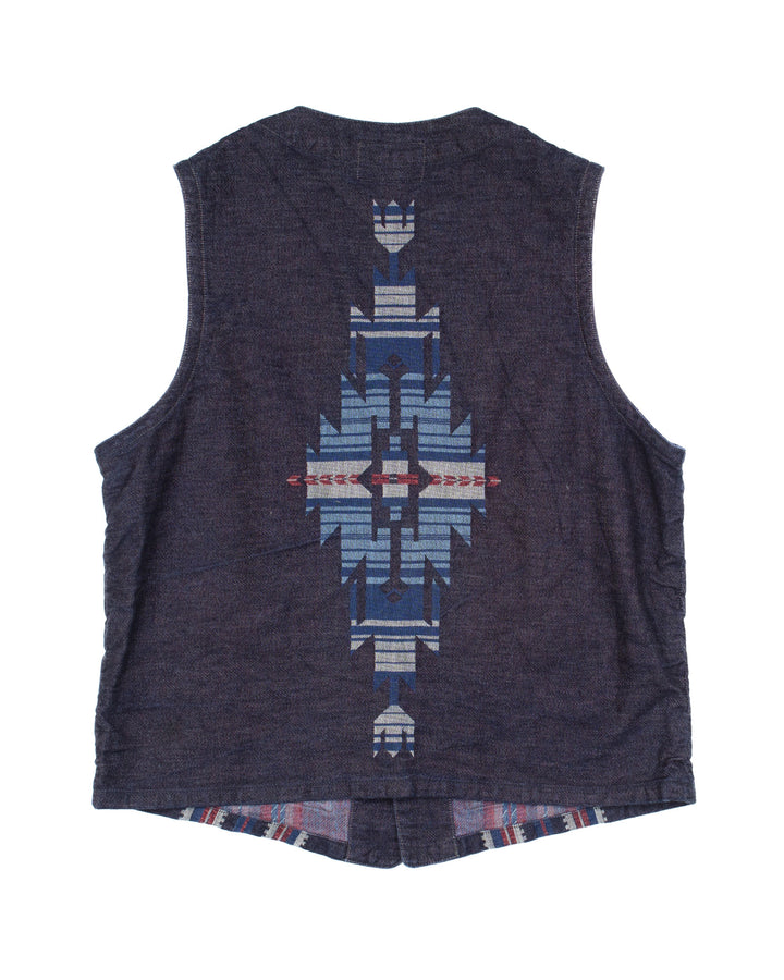 Native Navajo Jacquard Denim Vest #1733