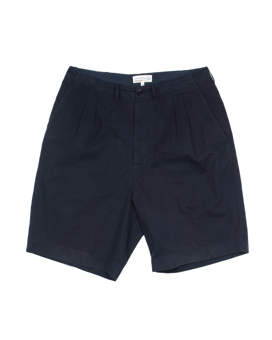 Pleated Cotton Poplin Shorts in Navy #1757