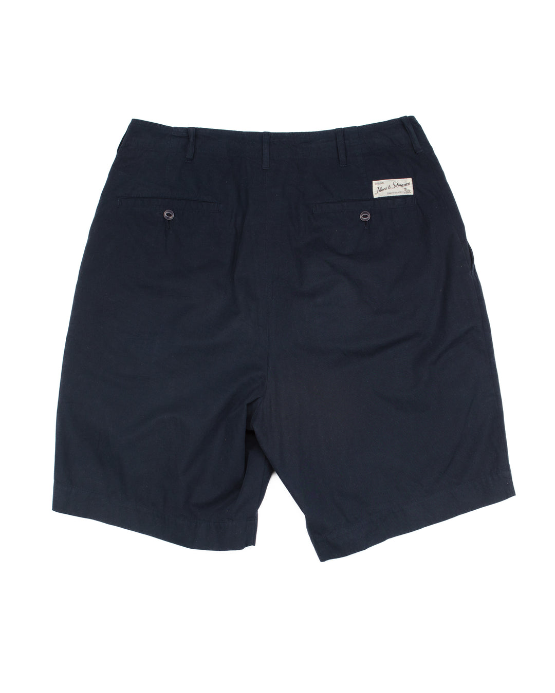 Pleated Cotton Poplin Shorts in Navy #1757
