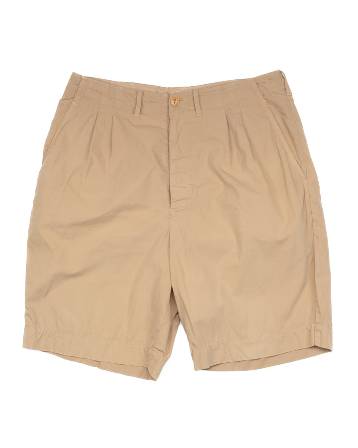 Pleated Cotton Poplin Shorts in Khaki #1758