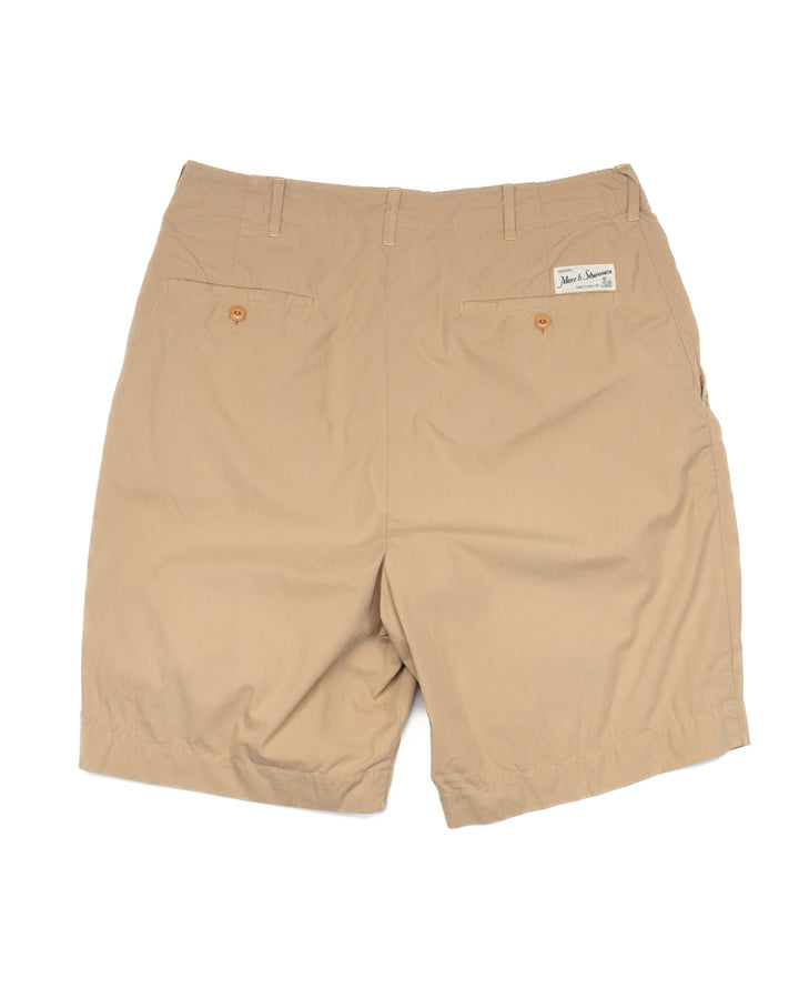 Pleated Cotton Poplin Shorts in Khaki #1758