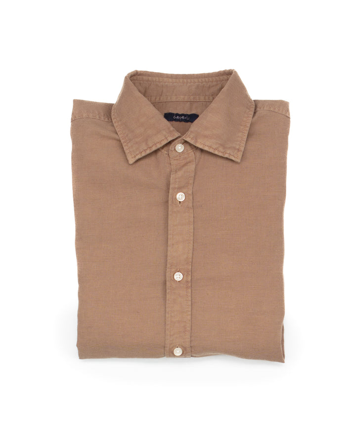 The Flynn Cotton & Linen Shirt in Tan