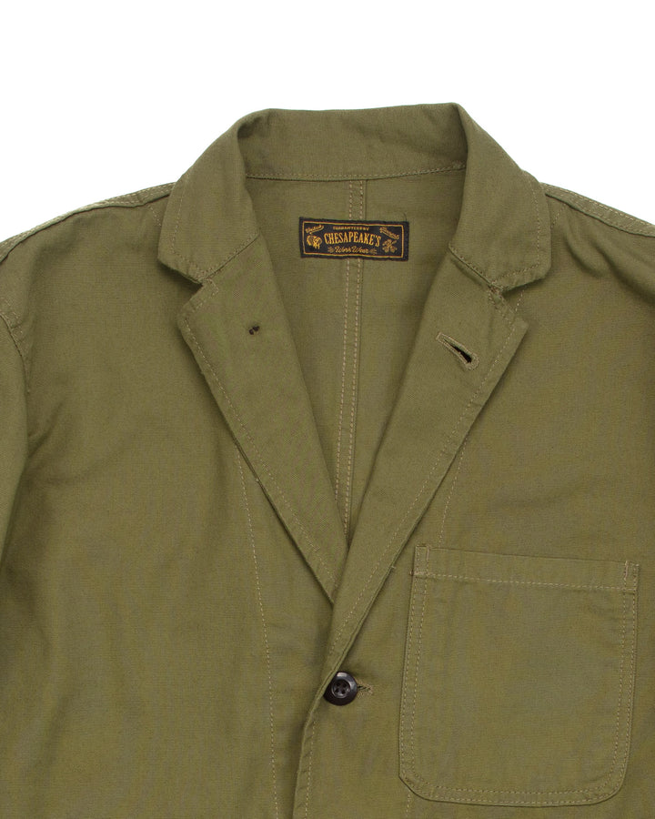 The Pembroke Blazer in Micro Canvas Military Green