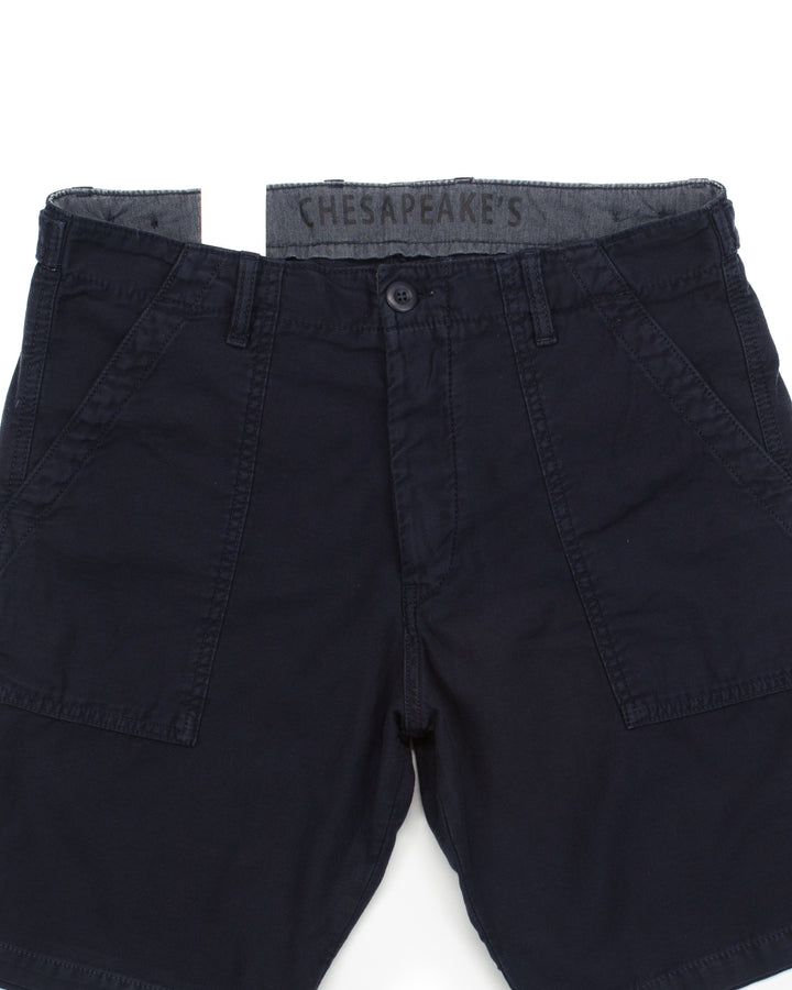 Shannon Fatigue Shorts in Navy Satin