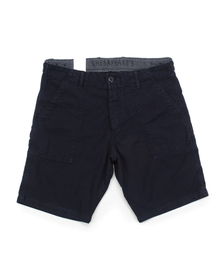 Shannon Fatigue Shorts in Navy Satin