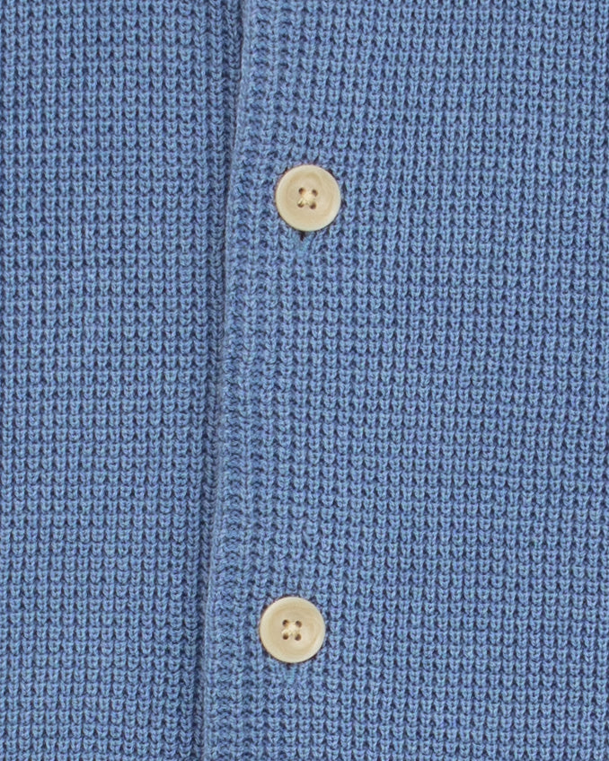 Short-Sleeve Sunwashed Sweater Shirt in Blue Sea