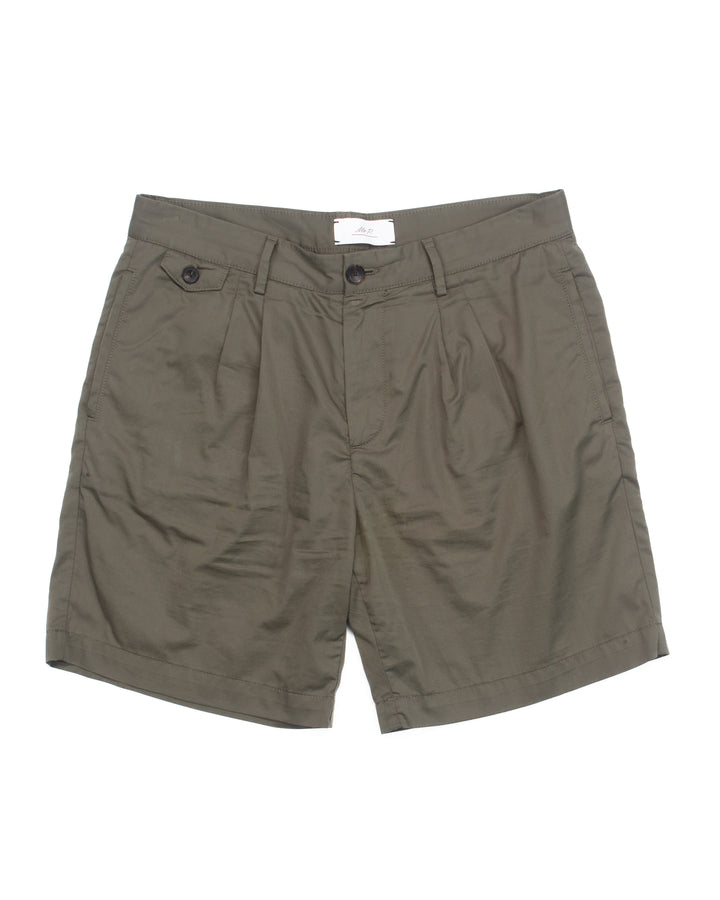 Poplin Pleated Shorts in Green #1695