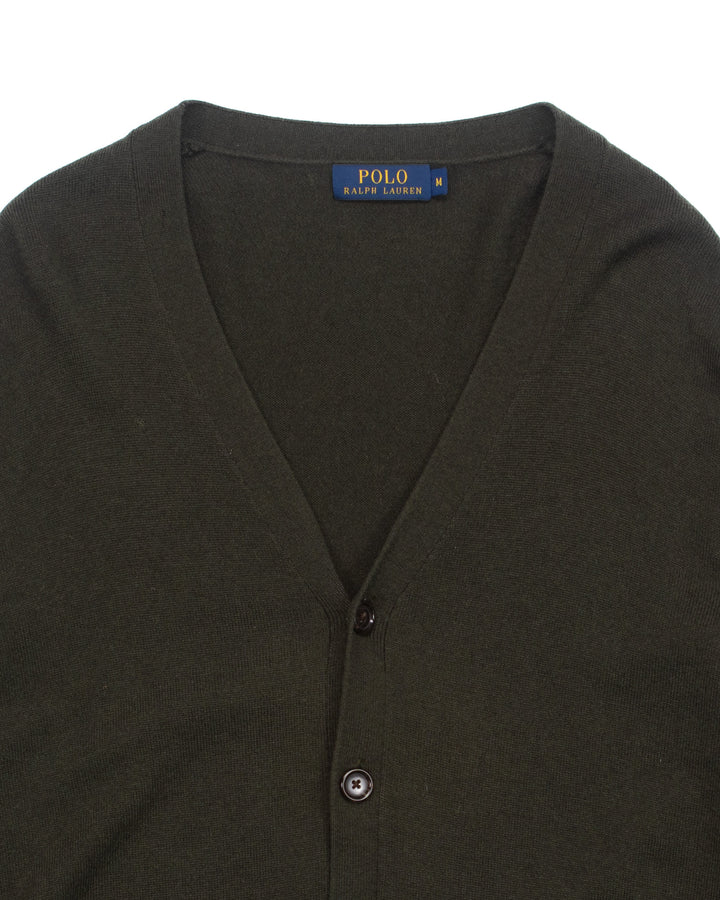 Olive Wool Cardigan #1796