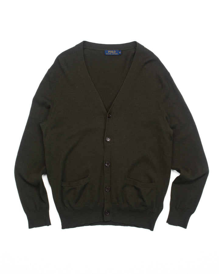 Olive Wool Cardigan #1796