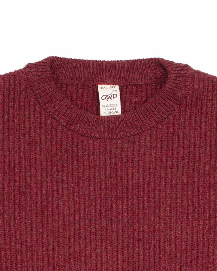 Ribbed Crewneck in Cherry