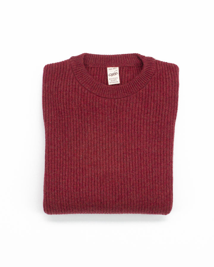 Ribbed Crewneck in Cherry