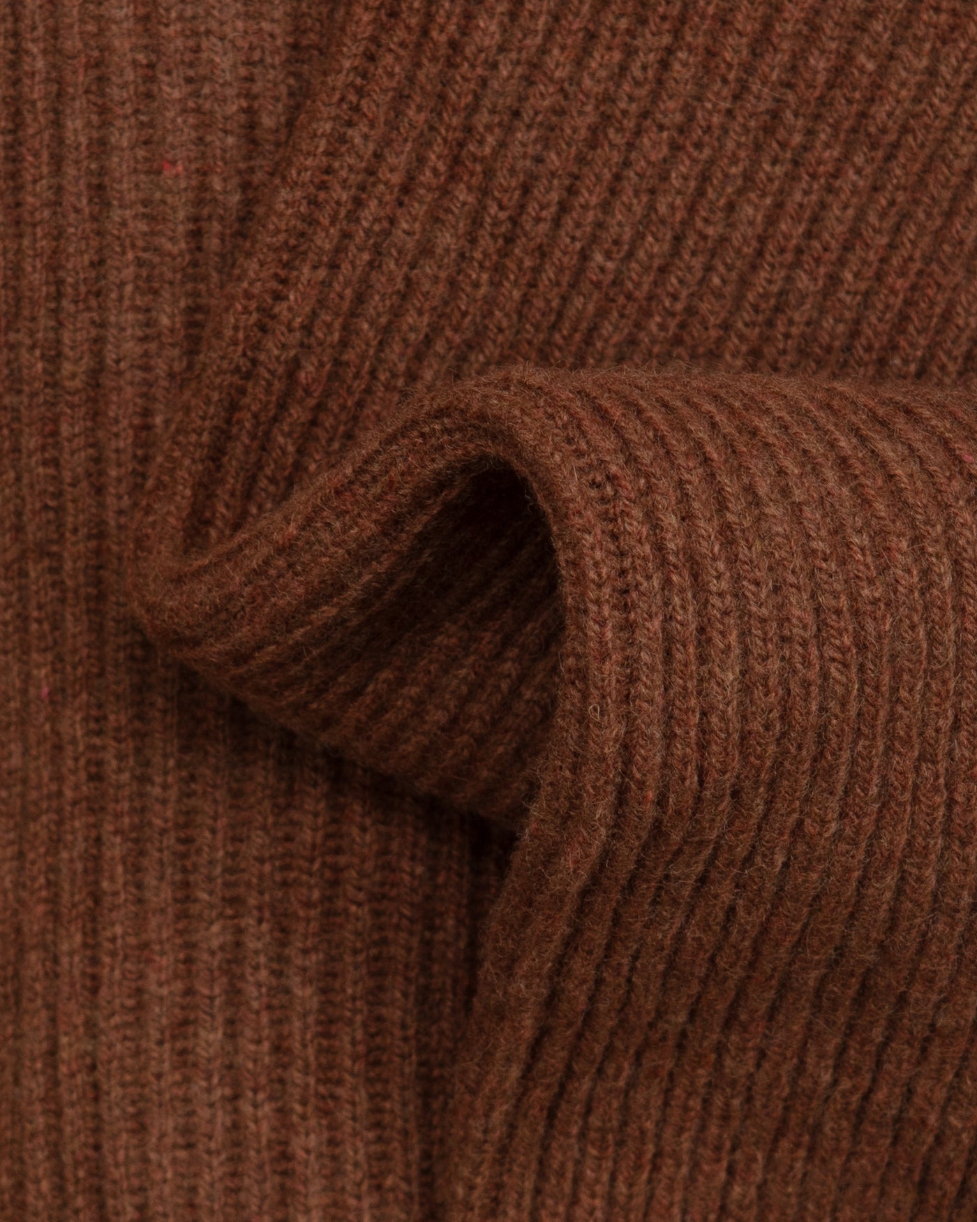 Close detail of the G.R.P. chocolate shawl-collar cardigan