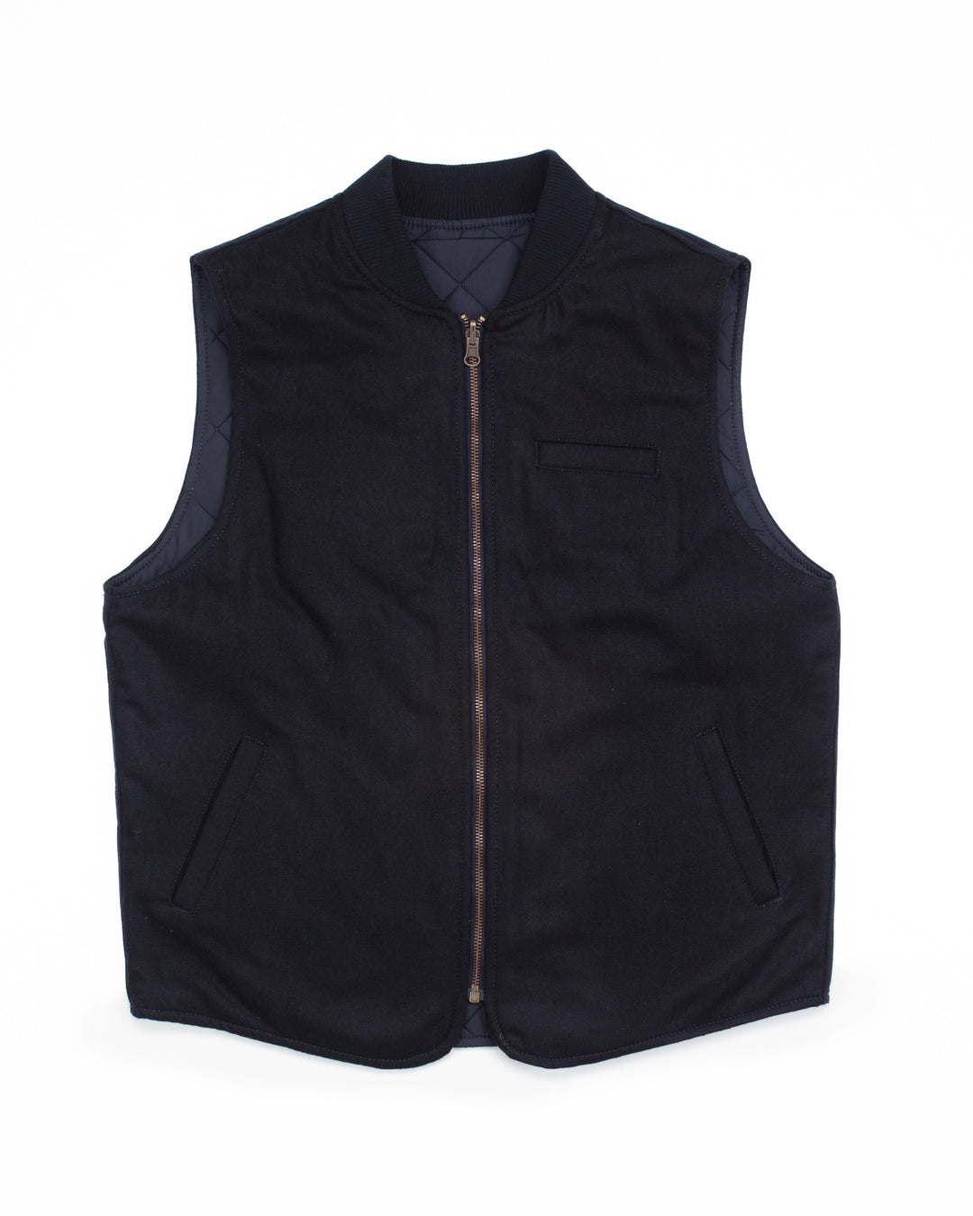 The Owl Reversible Vest in Navy Wool