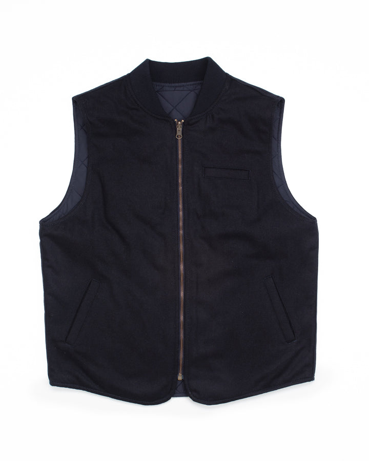 The Owl Reversible Vest in Navy Wool