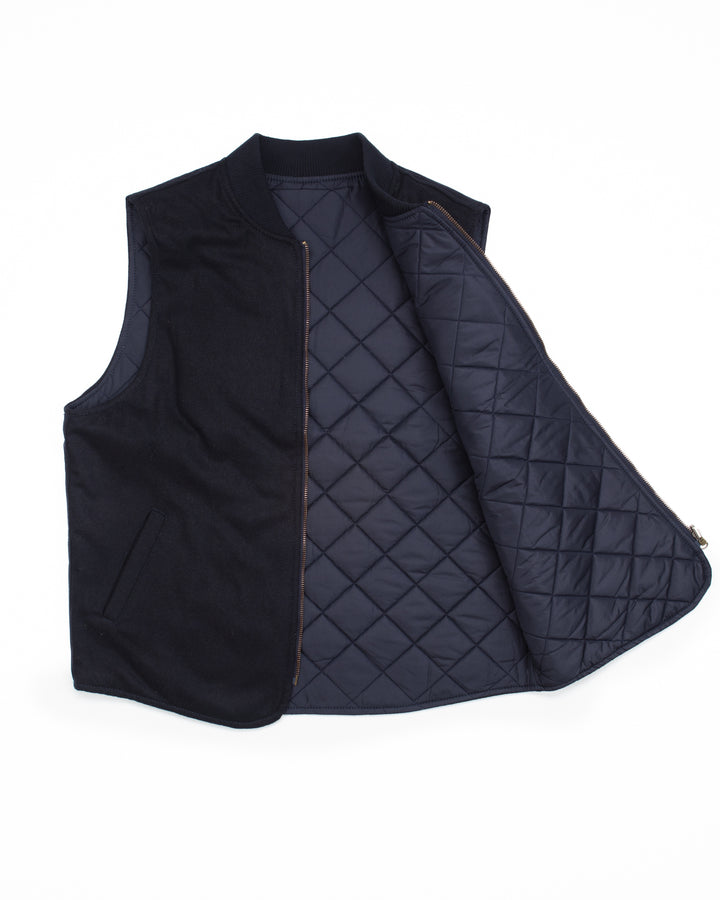 The Owl Reversible Vest in Navy Wool