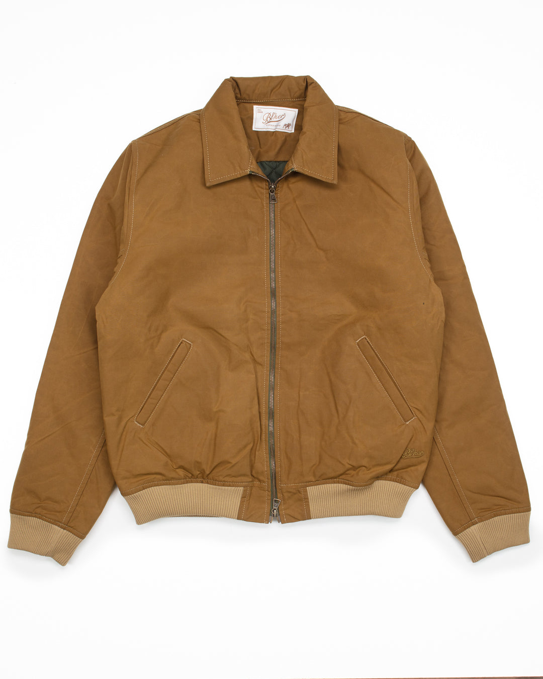 Bomber in Khaki Waxed Canvas