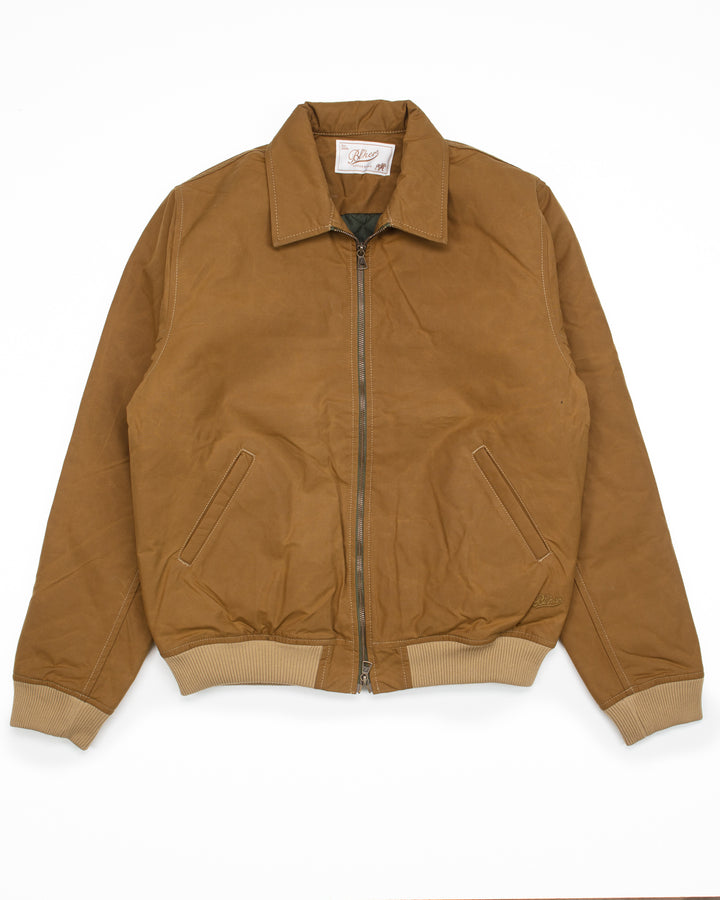Bomber in Khaki Waxed Canvas