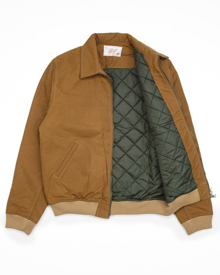 Bomber in Khaki Waxed Canvas