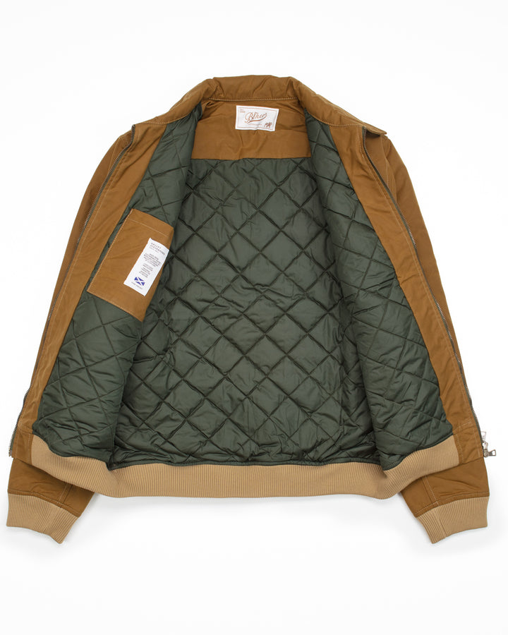 Bomber in Khaki Waxed Canvas