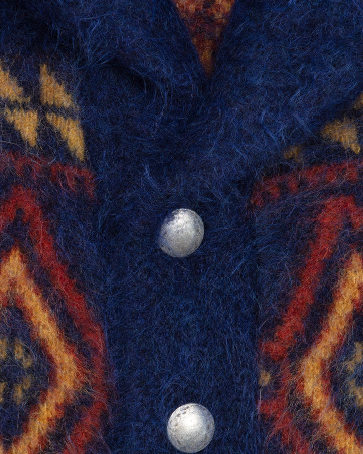 The Shawl Collar Jacket in Blue Diamond Mohair