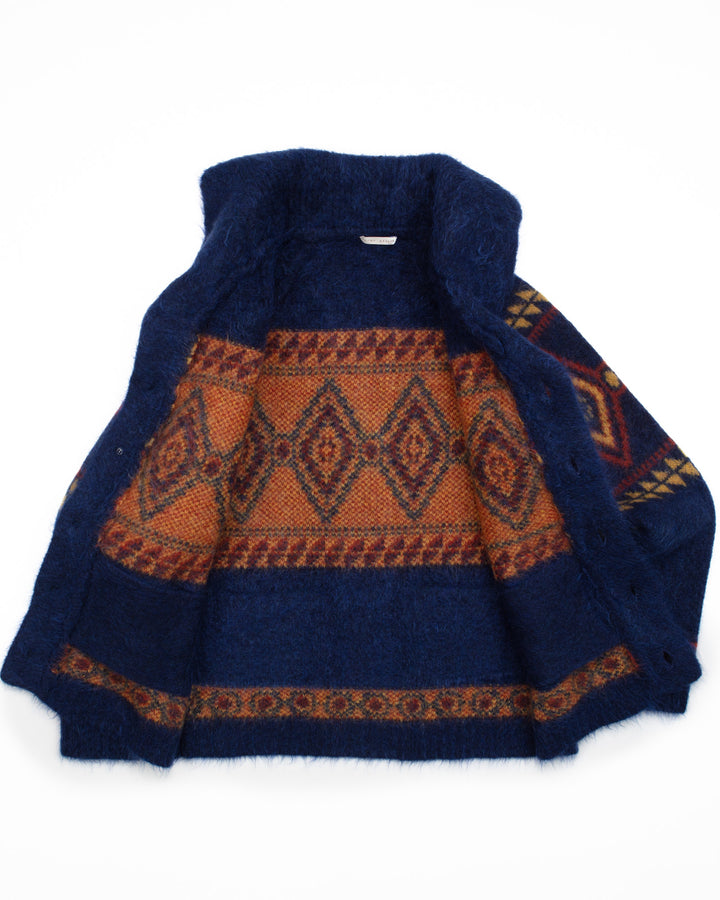 The Shawl Collar Jacket in Blue Diamond Mohair