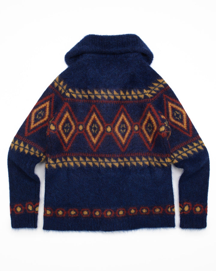 The Shawl Collar Jacket in Blue Diamond Mohair