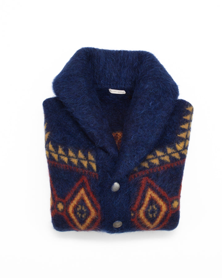 The Shawl Collar Jacket in Blue Diamond Mohair