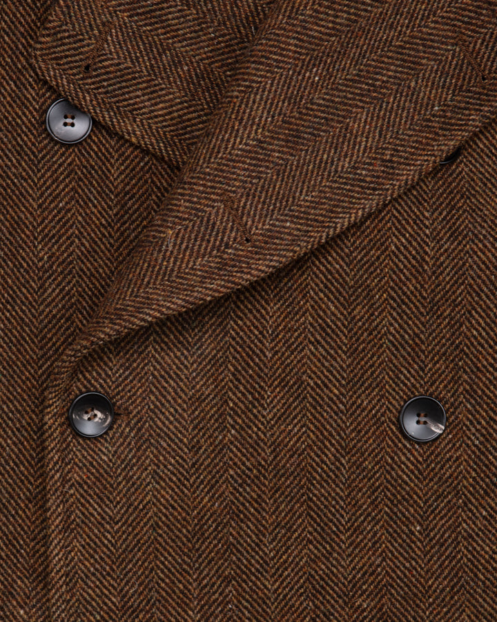 The Porto Coat in Brown Herringbone Wool