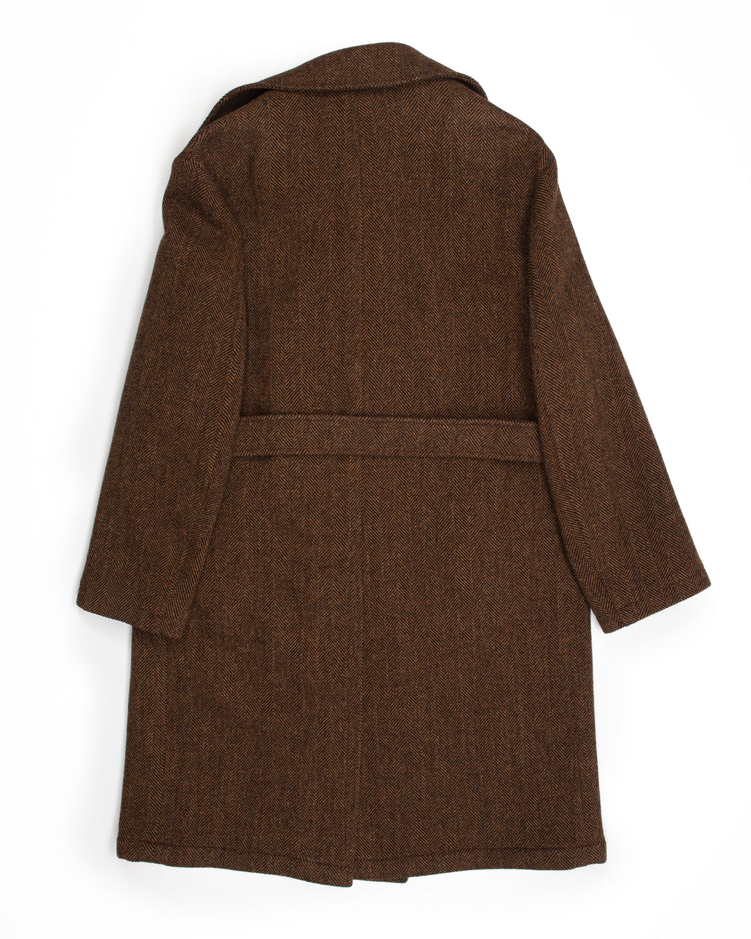 The Porto Coat in Brown Herringbone Wool