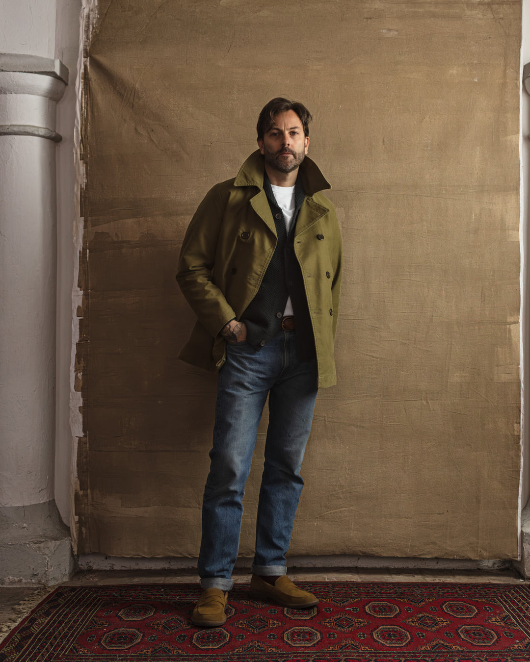 Peacoat in Khaki Jungle Cloth
