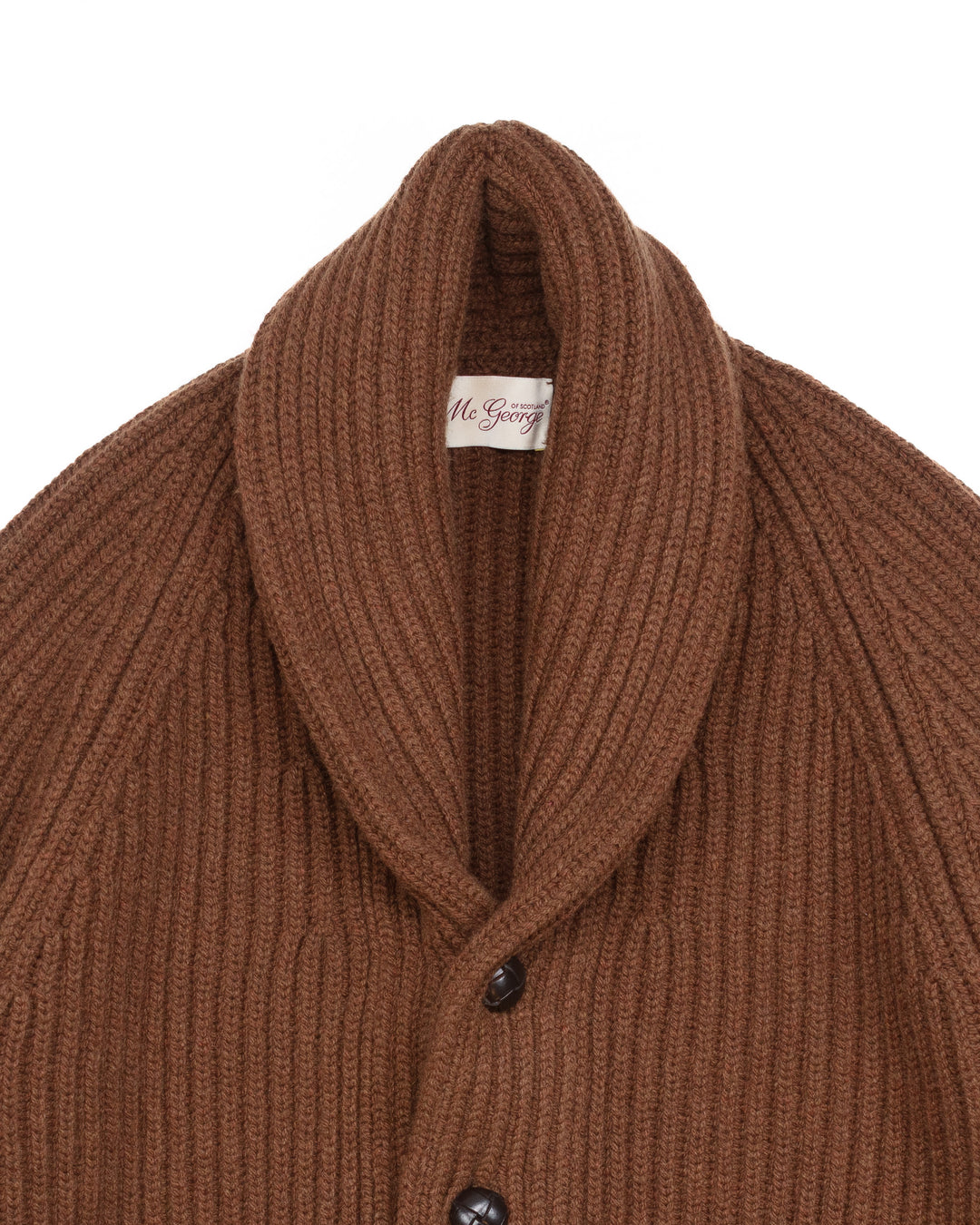 Wide Rib Shawl Cardigan In Brown