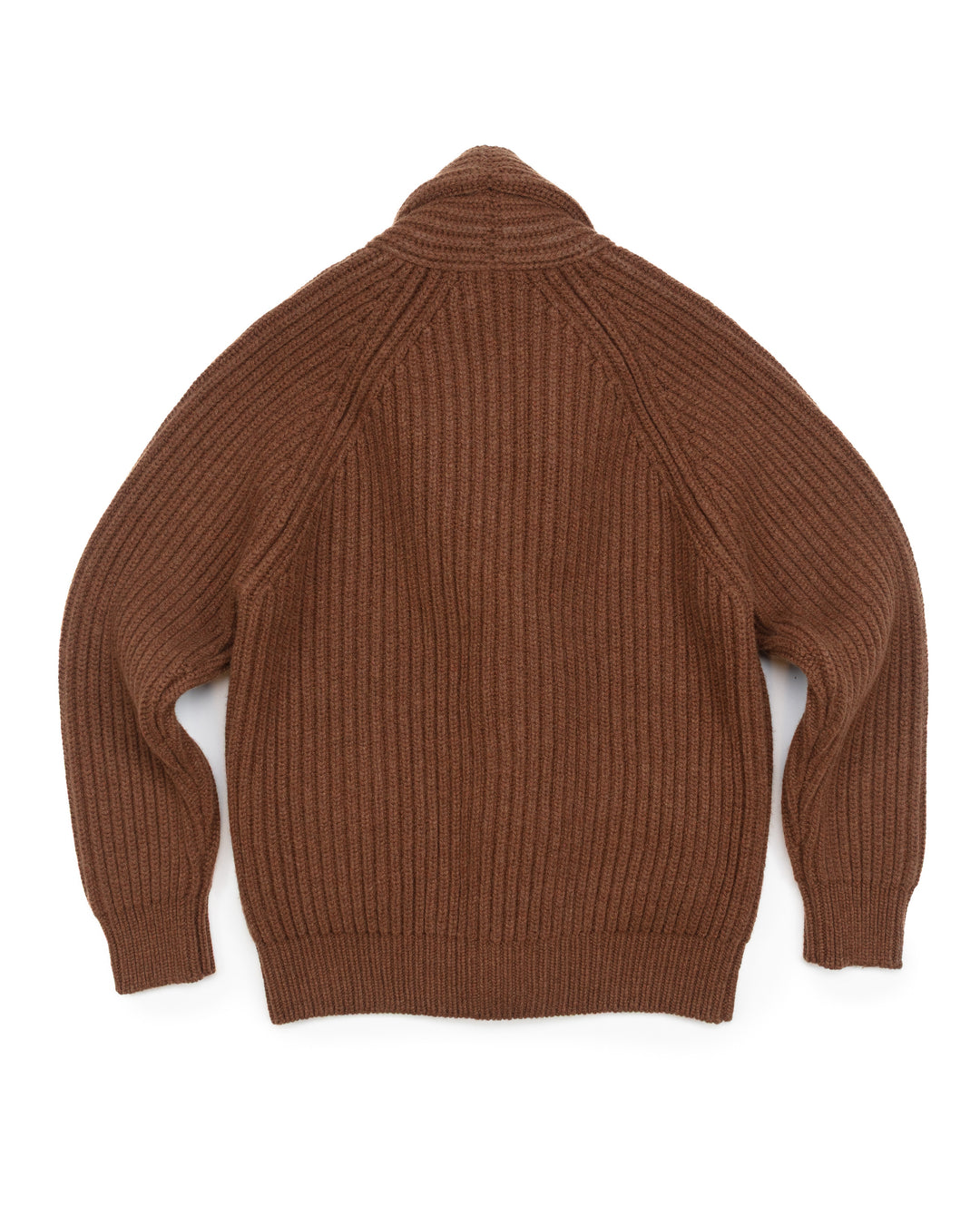 Wide Rib Shawl Cardigan In Brown