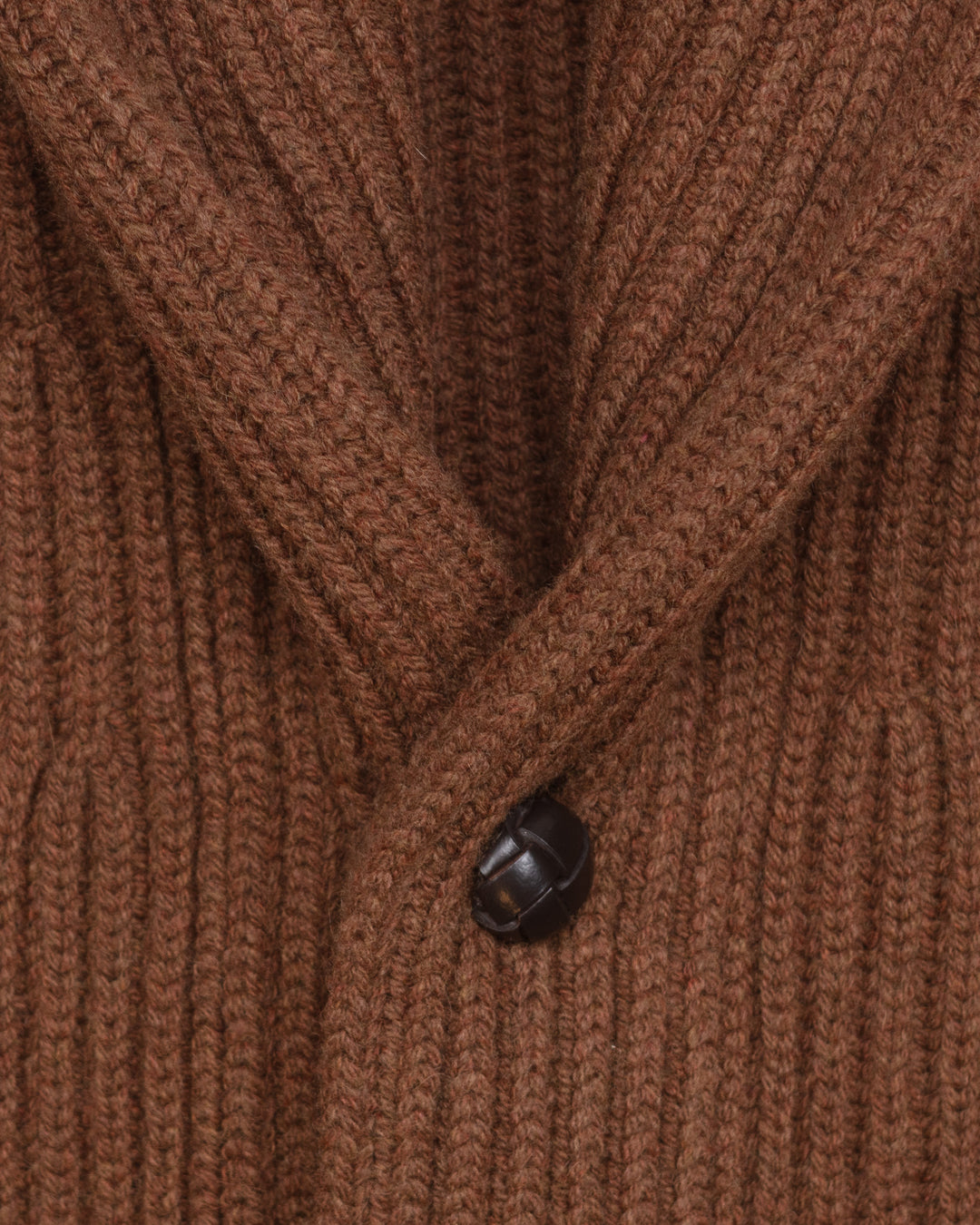 Wide Rib Shawl Cardigan In Brown